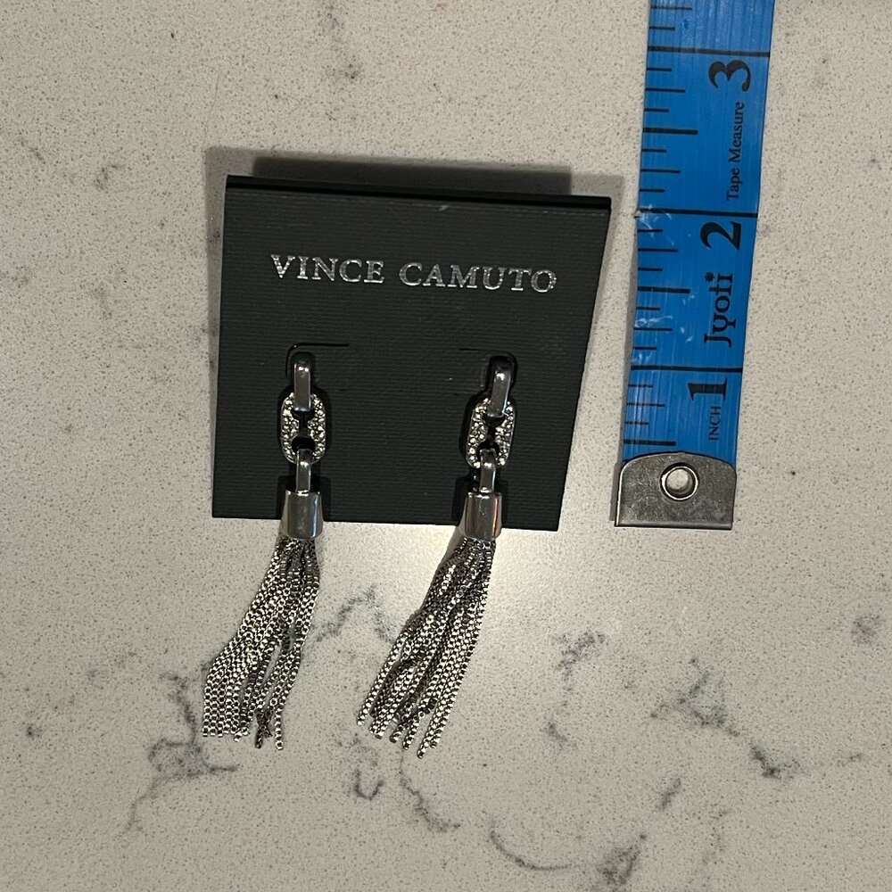NWT Vince Camuto *Silver Tassel* Dangle Earrings | Silver-Tone | Chic & Delicate - Picture 10 of 10